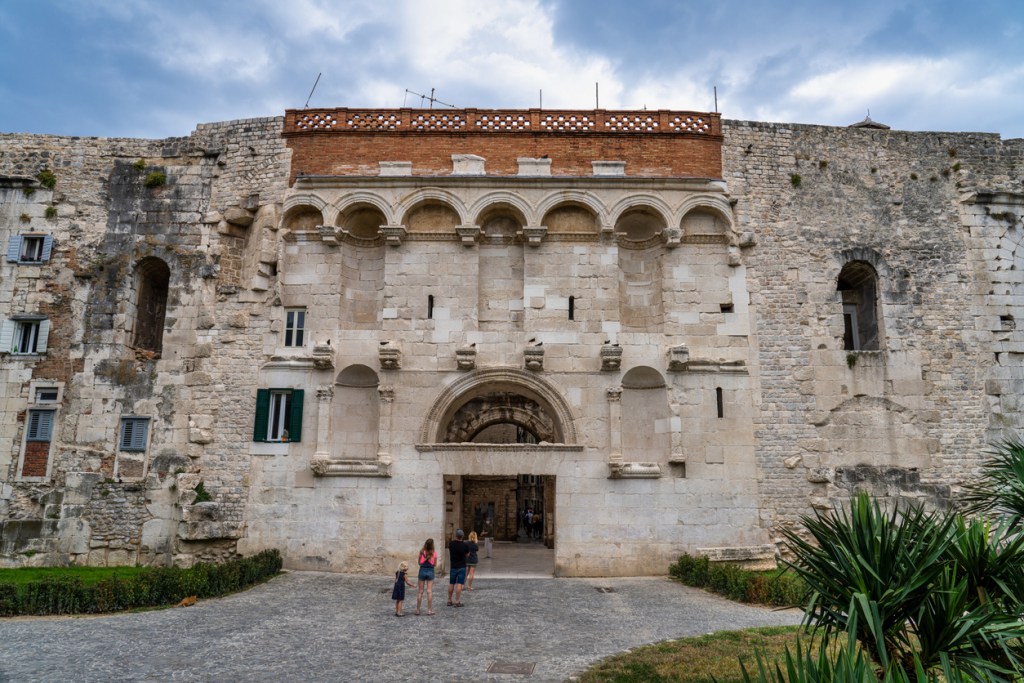 Golden Gate entrance to Diocletian's Palace in Split, Croatia. There are many private apartments for rent inside the Palace; some were once smaller noblemen's palaces built within Diocletian's Palace walls long after he passed away.