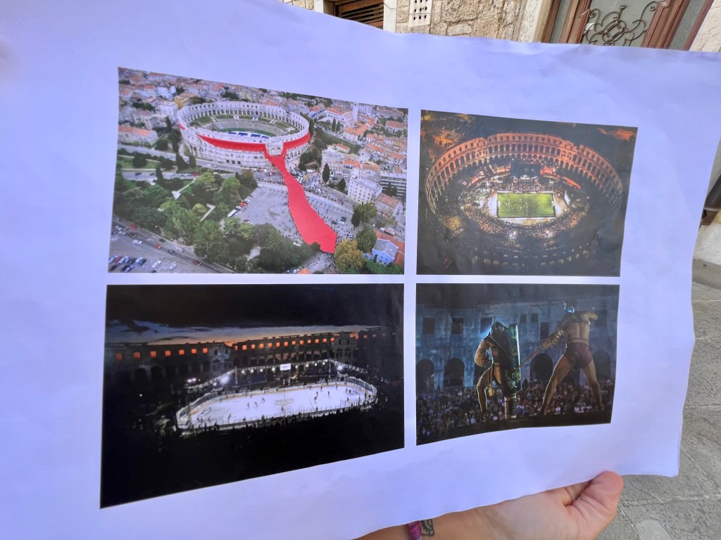 The Pula Arena has held Mock Gladiator Battles, Ice Hockey and rock concerts.