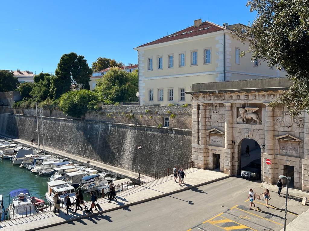 The Land Gate as seen from Queen Jelena Madijevka Park in Zadar, Croatia.