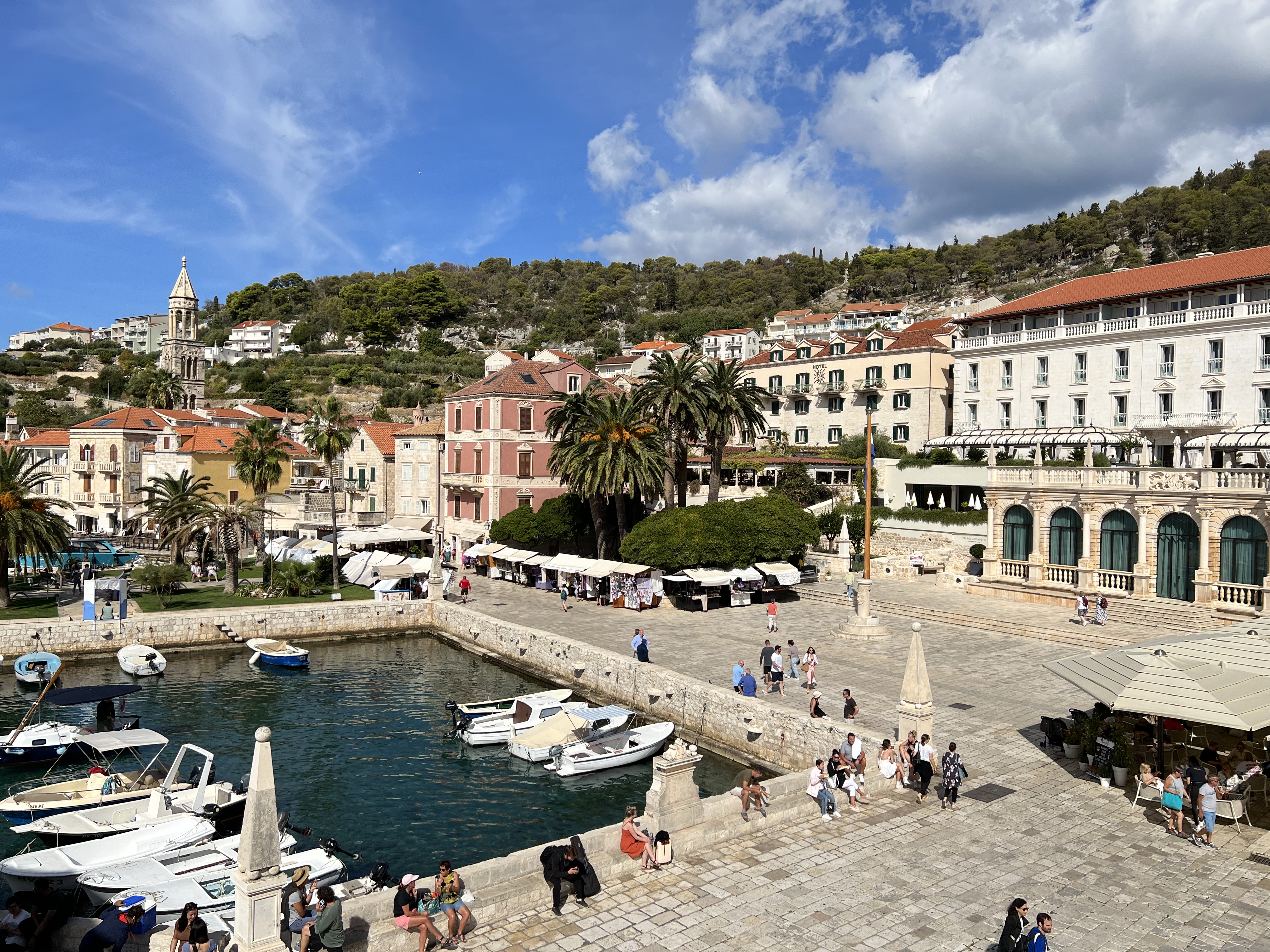 A view of idyllic Hvar town on an island off the coast of Split, Croatia.