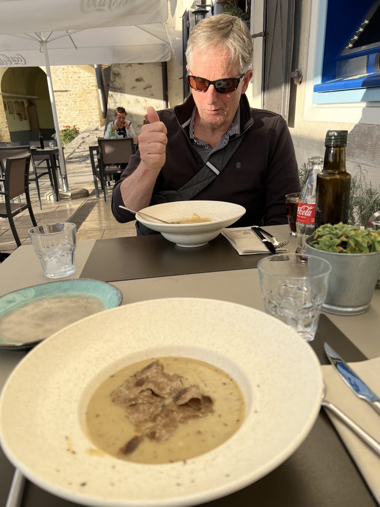 Truffle soup at the Montona Gallery bistro in Motovun, Croatia.